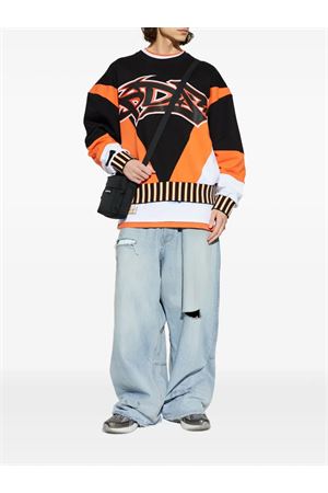Black, orange and white cotton sweatshirt PDF | DFM55023TJ103BLRDW