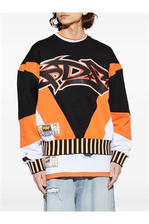 Black, orange and white cotton sweatshirt PDF | DFM55023TJ103BLRDW