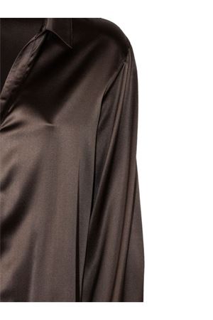 Brown satin silk shirt PUROTATTO | SS260235016507