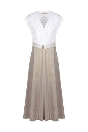 Abito lungo in cotone bianco e beige PUROTATTO | SS260294022860