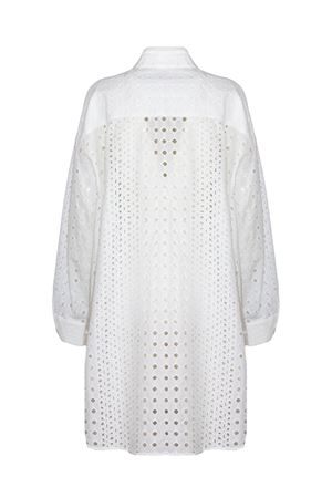 White broderie anglaise cotton shirt PUROTATTO | SS260395076001