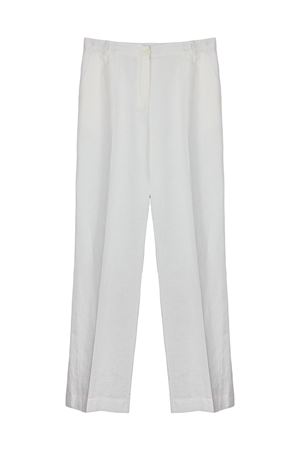 Pantalone gamba larga in lino bianco PUROTATTO | SS260403160111