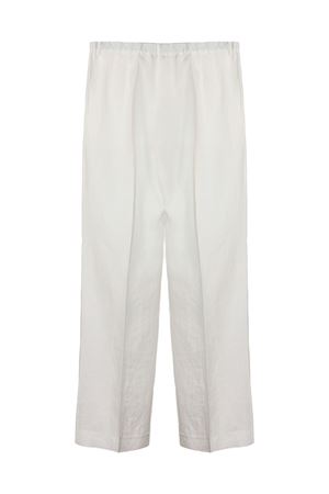 Pantalone gamba larga in lino bianco PUROTATTO | SS260403160111