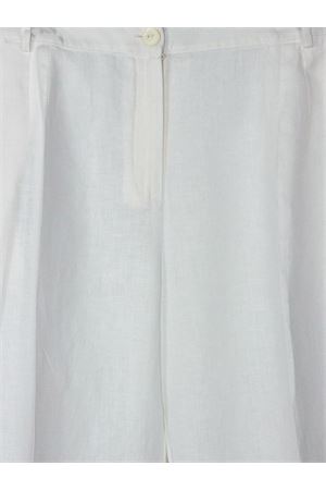 Pantalone gamba larga in lino bianco PUROTATTO | SS260403160111