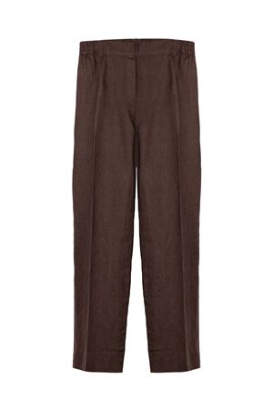 Pantalone gamba larga in lino marrone PUROTATTO | SS260403162507