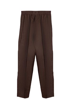 Pantalone gamba larga in lino marrone PUROTATTO | SS260403162507
