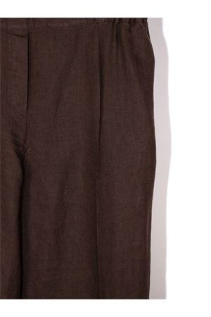 Pantalone gamba larga in lino marrone PUROTATTO | SS260403162507