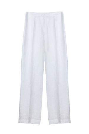 Wide-leg white linen pants PUROTATTO | SS260403175041