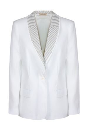 Blazer bianco monopetto in lino PUROTATTO | SS260408112041