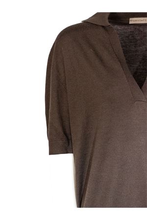 Brown silk-cashmere blend sweater PUROTATTO | SS260702003507