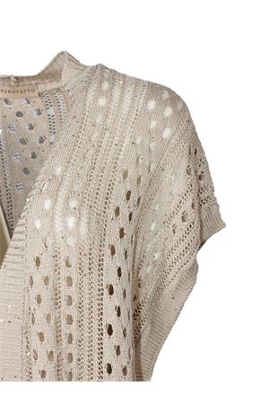 Beige cotton cardigan PUROTATTO | SS26073240243