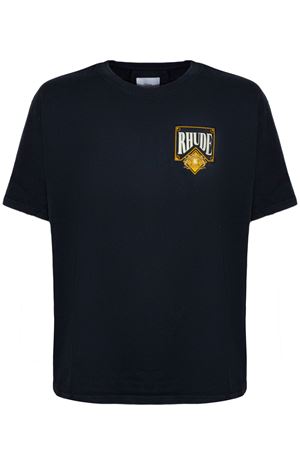 Black cotton T-shirt RHUDE | RHSS26TT020126185