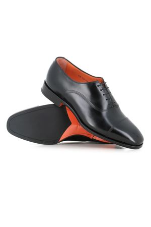 Black brushed leather Oxfords SANTONI | MCAD18883JJ6BNTGN01.