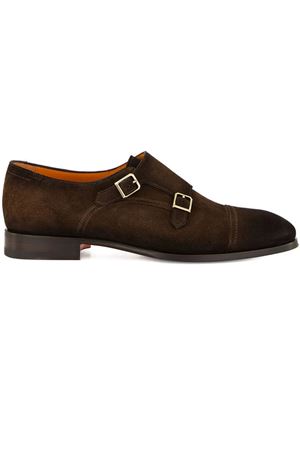 Double buckles in dark brown suede SANTONI | MCAD19027JJ6BGEXT50.