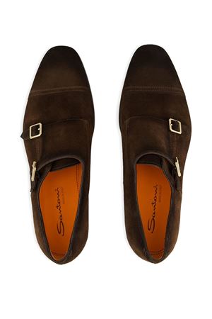 Double buckles in dark brown suede SANTONI | MCAD19027JJ6BGEXT50.