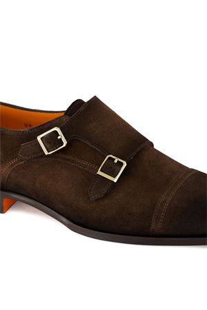 Double buckles in dark brown suede SANTONI | MCAD19027JJ6BGEXT50.