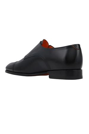 Black leather monk loafer SANTONI | MCAD19027JJ6BNTGN01.