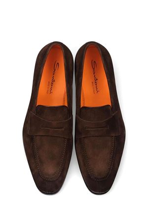 Mocassino in pelle scamosciata marrone SANTONI | MCAD19314JJ6GGEXT50.