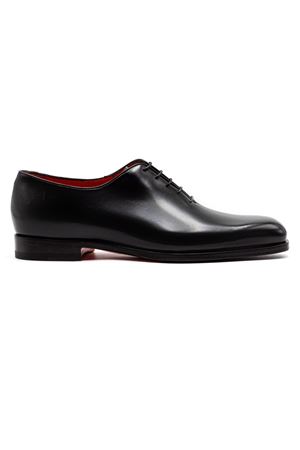 Stringata oxford in pelle anticata nera SANTONI | MCBD19171BJ1GNTGN01.