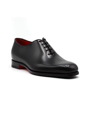 Stringata oxford in pelle anticata nera SANTONI | MCBD19171BJ1GNTGN01.