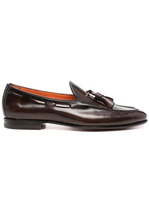 Dark brown patent leather tassel loafer SANTONI | MCNC13904LA3GNTGT50.