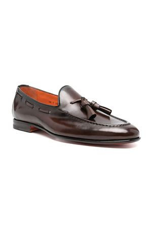 Dark brown patent leather tassel loafer SANTONI | MCNC13904LA3GNTGT50.