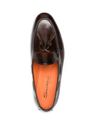 Dark brown patent leather tassel loafer SANTONI | MCNC13904LA3GNTGT50.