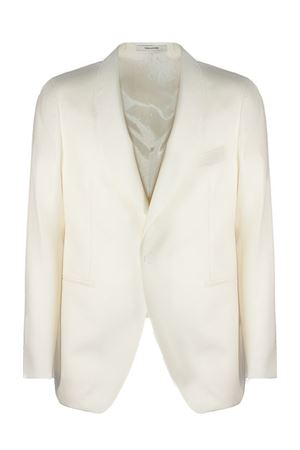 Blazer in misto lana vergine 110S e lyocel bianco panna TAGLIATORE | 1FVK18A060092X3108