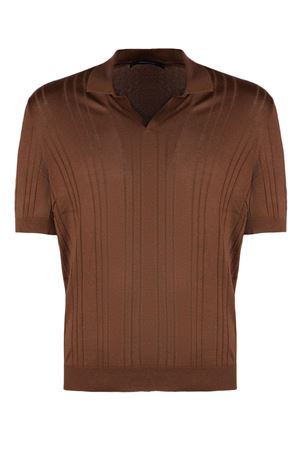 Brown silk polo shirt TAGLIATORE | DARNELGSE26168