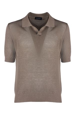 Polo traforata in cotone marrone TAGLIATORE | FINLAYPWE26TAUPE