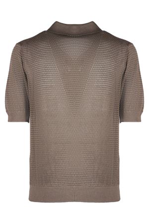 Polo traforata in cotone marrone TAGLIATORE | FINLAYPWE26TAUPE