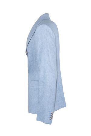 Double-breasted blazer in light blue linen TAGLIATORE | JALICYA10B340297EI819
