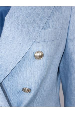 Double-breasted blazer in light blue linen TAGLIATORE | JALICYA10B340297EI819