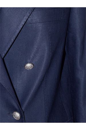 Double-breasted blazer in blue linen and viscose TAGLIATORE | JPARIGI10B340351EB992