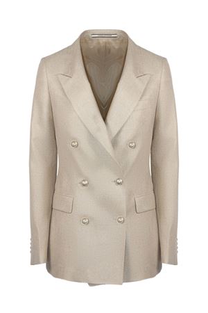 Beige silk double-breasted blazer TAGLIATORE | JPARIGI10B440044A1019