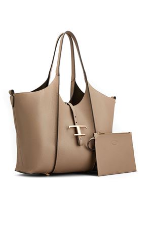 Borsa Shopping T Timeless in Pelle Beige Piccola TOD'S | XBWTSBA0200XSOC413
