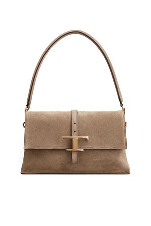 Borsa Flap T Timeless in Pelle Scamosciata Marrone Mini TOD'S | XBWTSEC9100P3A5L26