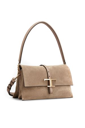 Borsa Flap T Timeless in Pelle Scamosciata Marrone Mini TOD'S | XBWTSEC9100P3A5L26