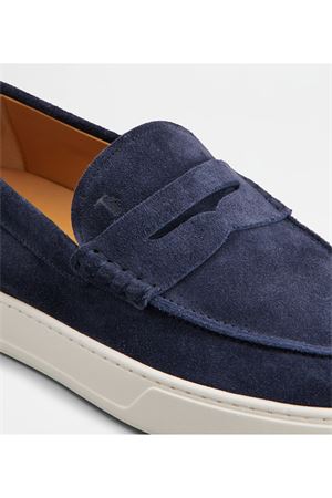 Mocassino in pelle di vitello scamosciata blu TOD'S | XXM04L00640RE0U820
