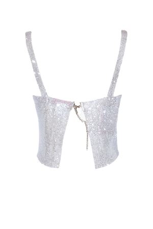 Top argento in maglia strass TWENTYFOURHAITCH | A0121ARGENTO