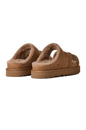 Chestnut Greenport Cross Strap Slide UGG | 1178470CHE