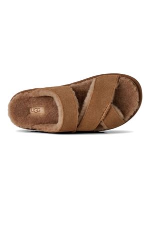Chestnut Greenport Cross Strap Slide UGG | 1178470CHE