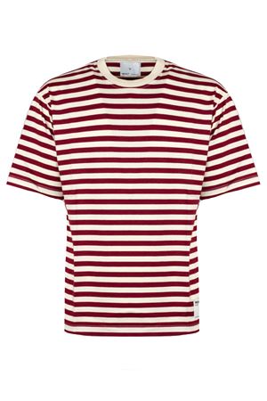 T-shirt in cotone bianco crema e rosso WOC | 026TS099RI103