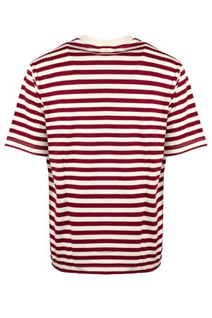 T-shirt in cotone bianco crema e rosso WOC | 026TS099RI103