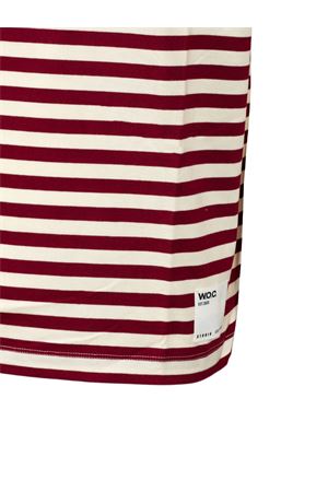 T-shirt in cotone bianco crema e rosso WOC | 026TS099RI103