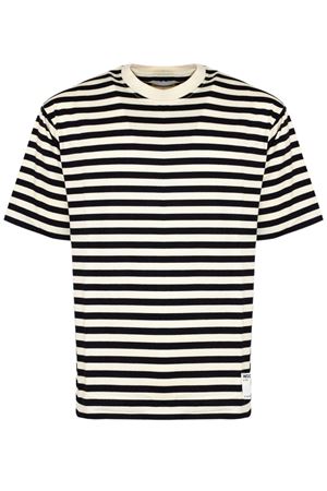 T-shirt in cotone bianco crema e nero WOC | 026TS099RI104