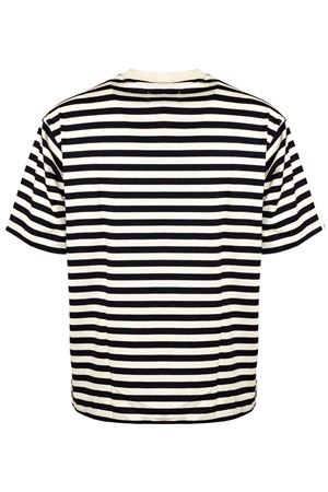 T-shirt in cotone bianco crema e nero WOC | 026TS099RI104