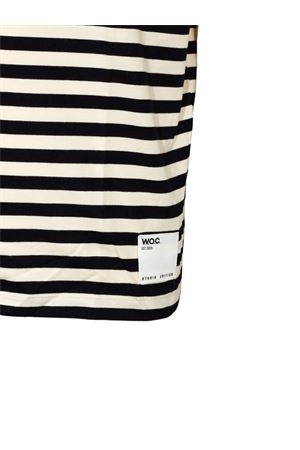 T-shirt in cotone bianco crema e nero WOC | 026TS099RI104