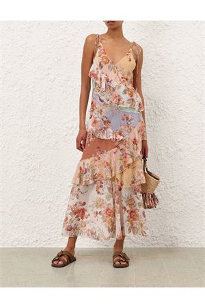 Awaken Frilled Slip Dress in Spliced Print ZIMMERMANN | 4997DRS261SPLPR