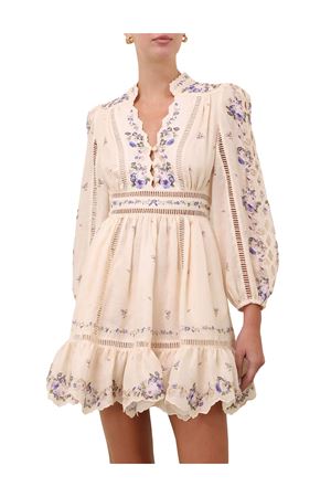 Abito corto Patience Plunge crema e rosa violaceo ZIMMERMANN | 5376DRS264CPPR